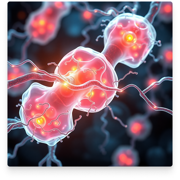 Close-up illustration of glowing synaptic connection between neurons, highlighting the transmission of electrical signals across neural pathways
